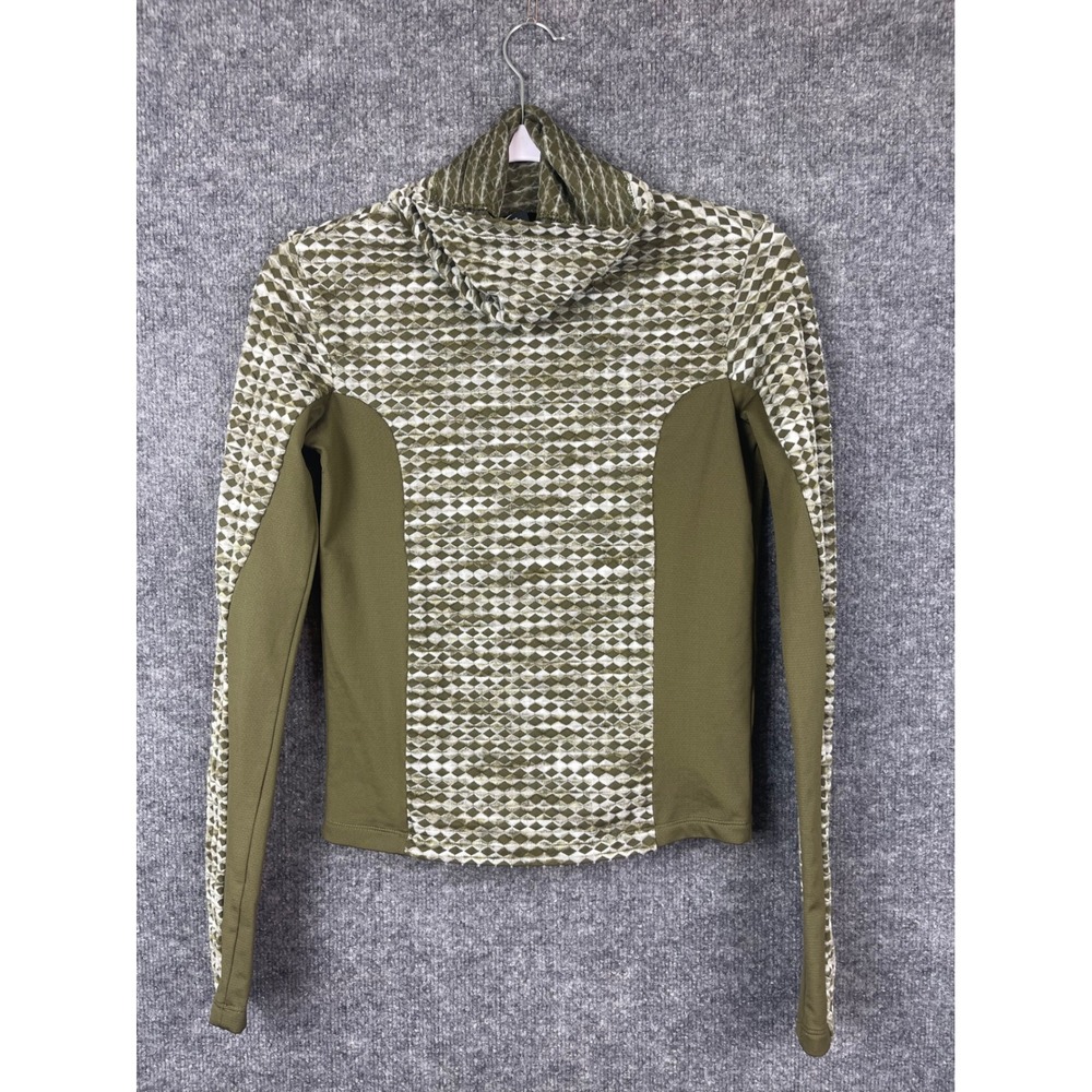 Nike Pro Hyperwarm Top Women XS Olive Green Excellent Geometric Funnel Neck